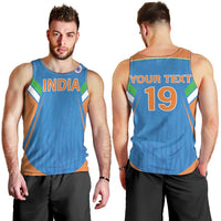 Custom India Cricket Men Tank Top Let’s Go Champions Men in Blue