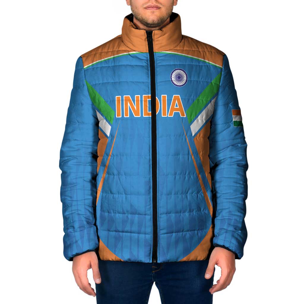 Custom India Cricket Padded Jacket Let’s Go Champions Men in Blue