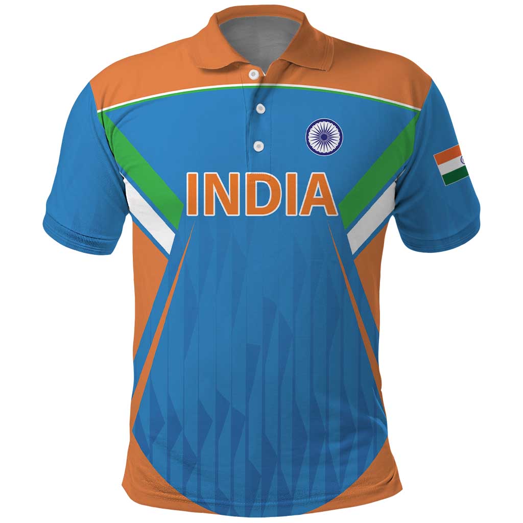 Custom India Cricket Polo Shirt Let’s Go Champions Men in Blue