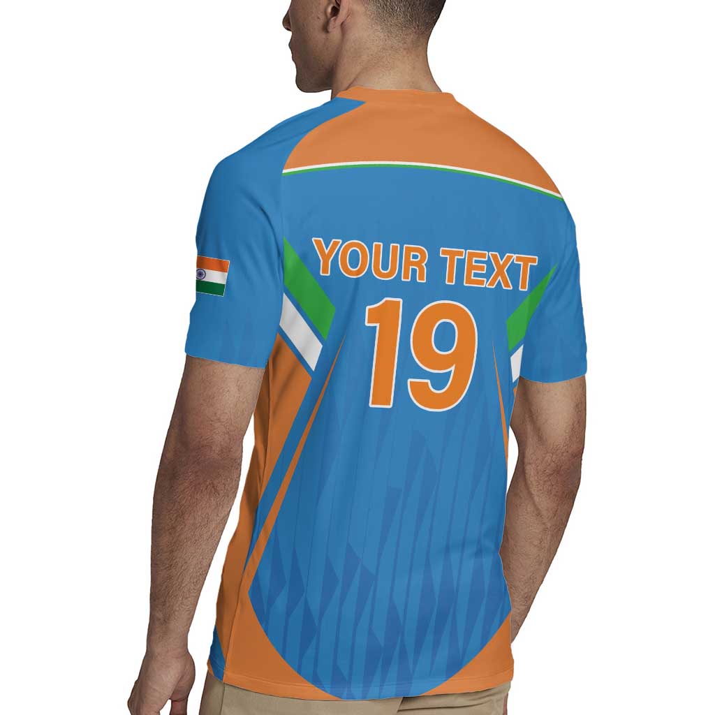 Custom India Cricket Rugby Jersey Let’s Go Champions Men in Blue