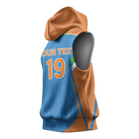 Custom India Cricket Sleeveless Hoodie Let’s Go Champions Men in Blue