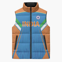Custom India Cricket Sleeveless Puffer Jacket Let’s Go Champions Men in Blue