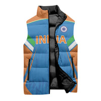 Custom India Cricket Sleeveless Puffer Jacket Let’s Go Champions Men in Blue
