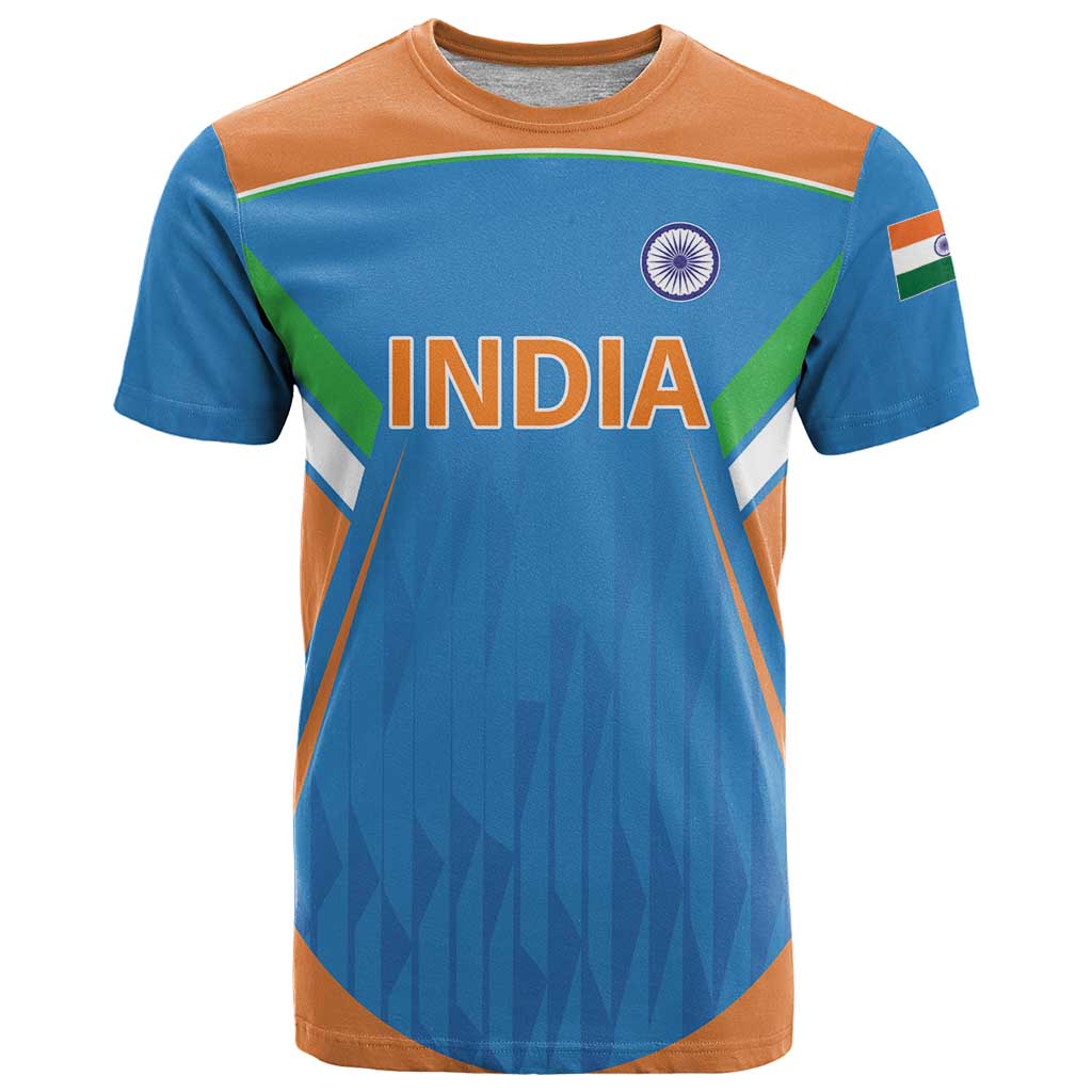Custom India Cricket T Shirt Let’s Go Champions Men in Blue