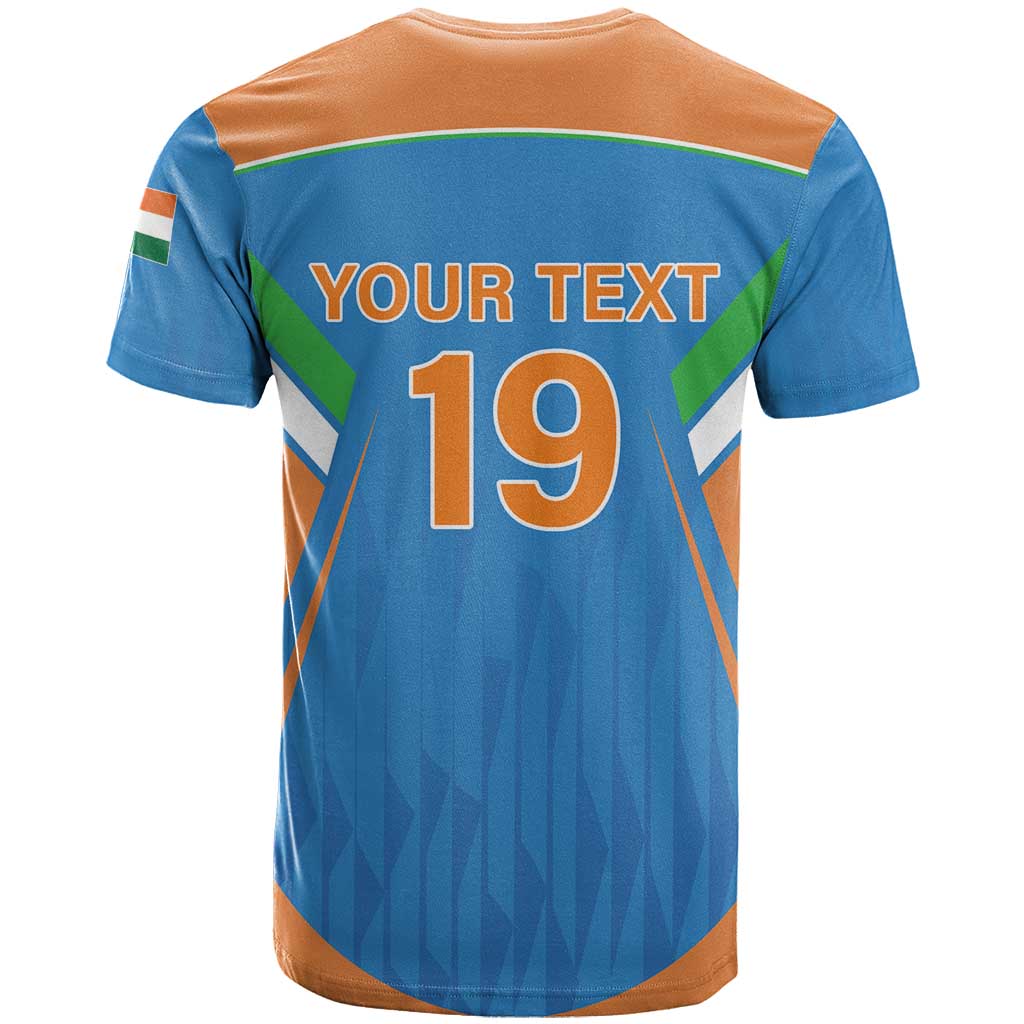 Custom India Cricket T Shirt Let’s Go Champions Men in Blue