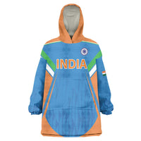 Custom India Cricket Wearable Blanket Hoodie Let’s Go Champions Men in Blue