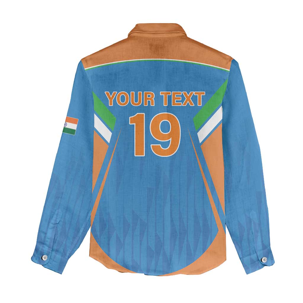 Custom India Cricket Women Casual Shirt Let’s Go Champions Men in Blue
