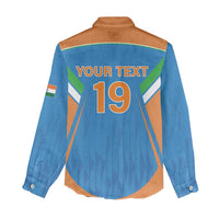 Custom India Cricket Women Casual Shirt Let’s Go Champions Men in Blue
