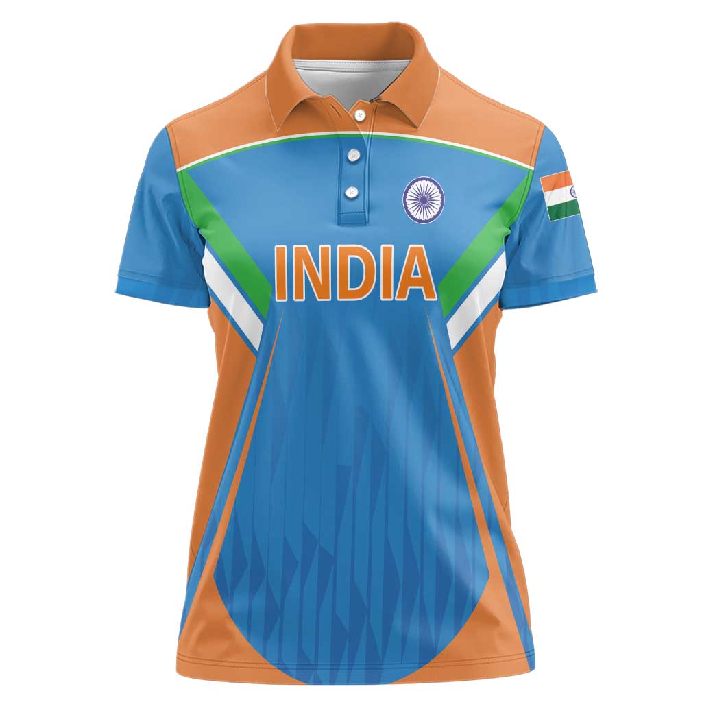Custom India Cricket Women Polo Shirt Let’s Go Champions Men in Blue