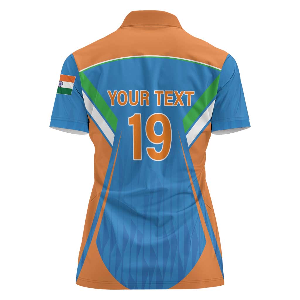 Custom India Cricket Women Polo Shirt Let’s Go Champions Men in Blue