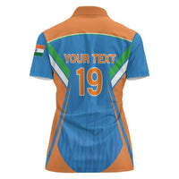 Custom India Cricket Women Polo Shirt Let’s Go Champions Men in Blue