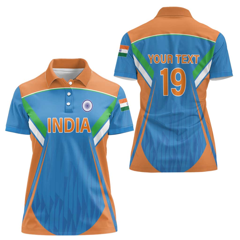 Custom India Cricket Women Polo Shirt Let’s Go Champions Men in Blue
