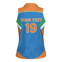 Custom India Cricket Women Sleeveless Polo Shirt Let’s Go Champions Men in Blue