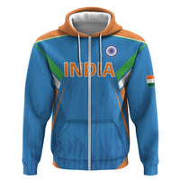 Custom India Cricket Zip Hoodie Let’s Go Champions Men in Blue