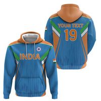 Custom India Cricket Zip Hoodie Let’s Go Champions Men in Blue