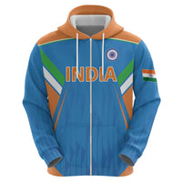 Custom India Cricket Zip Hoodie Let’s Go Champions Men in Blue