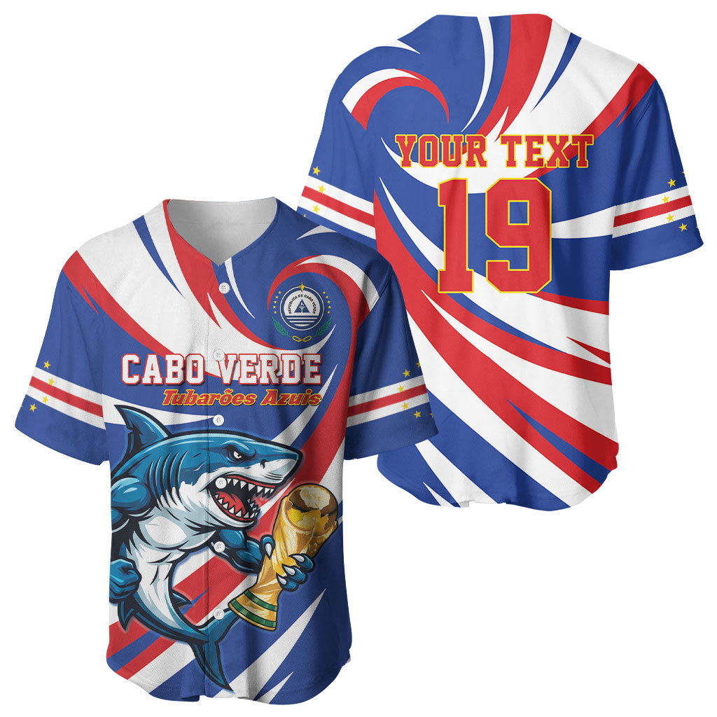 Custom World Football 2026 Cabo Verde Baseball Jersey Blue Shark Champions Trophy