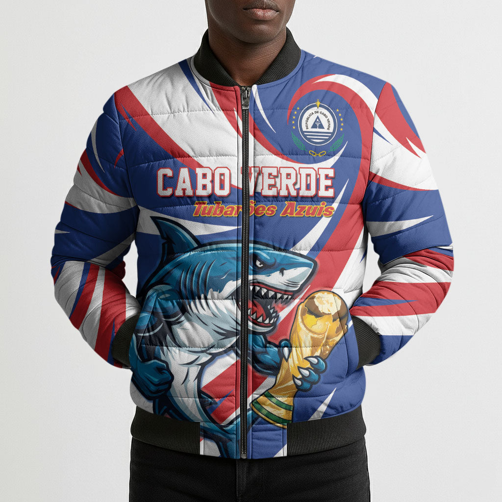 Custom World Football 2026 Cabo Verde Bomber Puffer Jacket Blue Shark Champions Trophy