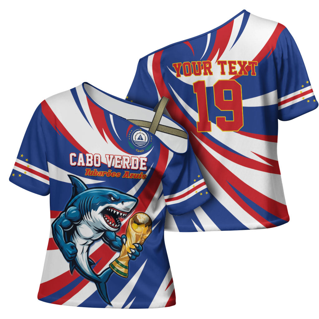 Custom World Football 2026 Cabo Verde Cross Shoulder Shirt Blue Shark Champions Trophy