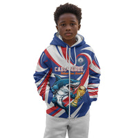 Custom World Football 2026 Cabo Verde Kid Hoodie Blue Shark Champions Trophy