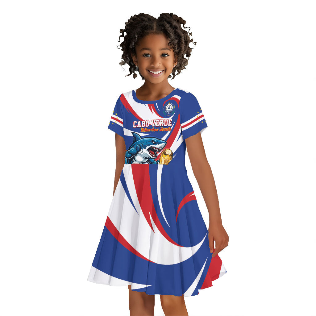 Custom World Football 2026 Cabo Verde Kid Short Sleeve Dress Blue Shark Champions Trophy