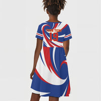 Custom World Football 2026 Cabo Verde Kid Short Sleeve Dress Blue Shark Champions Trophy