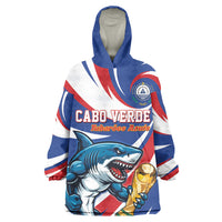 Custom World Football 2026 Cabo Verde Kid Wearable Blanket Hoodie Blue Shark Champions Trophy