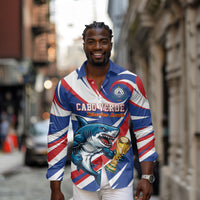 Custom World Football 2026 Cabo Verde Long Sleeve Button Shirt Blue Shark Champions Trophy