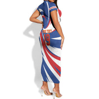 Custom World Football 2026 Cabo Verde Short Sleeve Bodycon Dress Blue Shark Champions Trophy