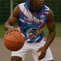 Custom World Football 2026 Cabo Verde Sleeveless Hoodie Blue Shark Champions Trophy