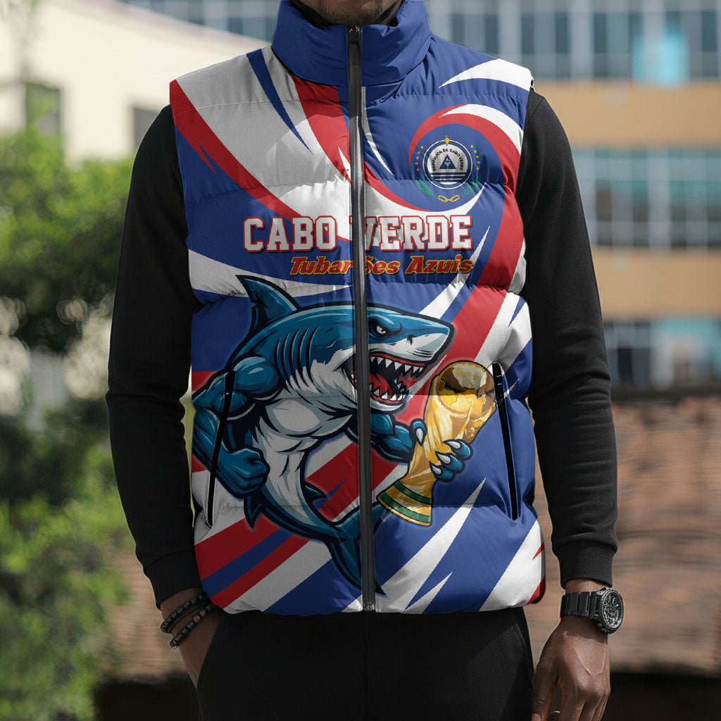 Custom World Football 2026 Cabo Verde Sleeveless Puffer Jacket Blue Shark Champions Trophy