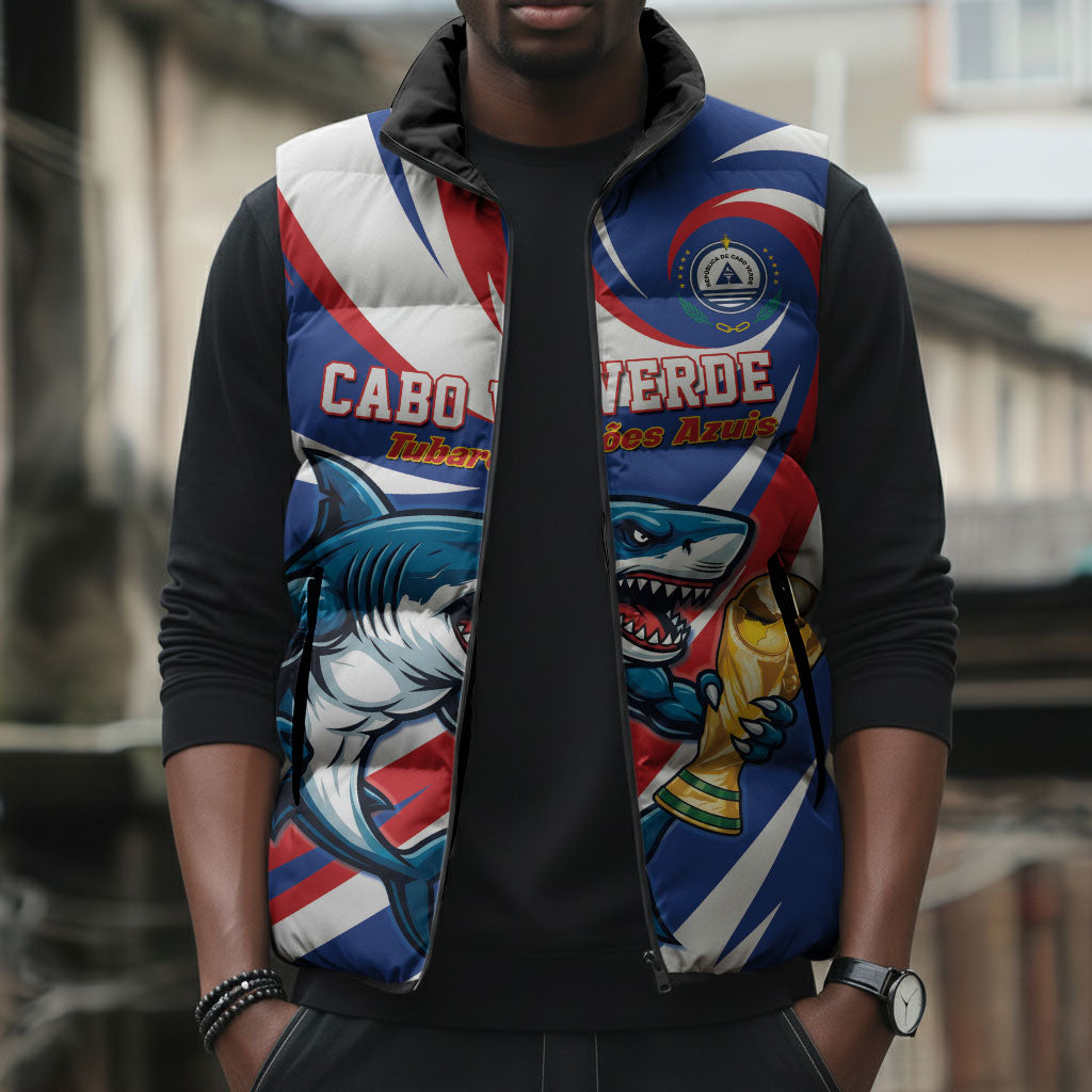 Custom World Football 2026 Cabo Verde Sleeveless Puffer Jacket Blue Shark Champions Trophy