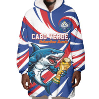 Custom World Football 2026 Cabo Verde Wearable Blanket Hoodie Blue Shark Champions Trophy