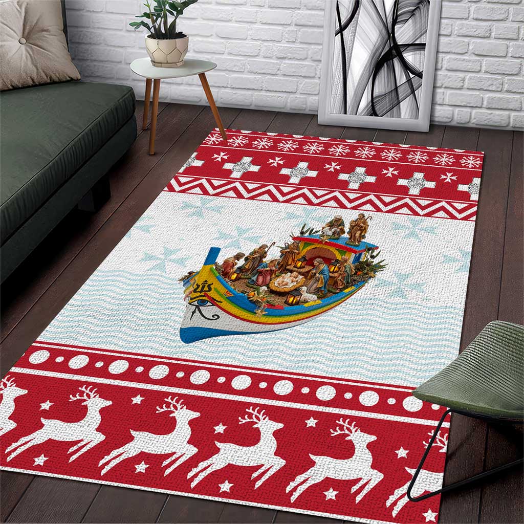 Malta Christmas Area Rug Presepju Nativity Scene on Luzzu Boat - Wonder Print Shop