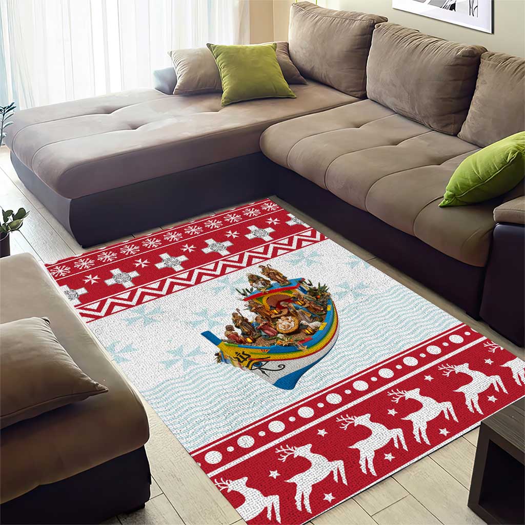 Malta Christmas Area Rug Presepju Nativity Scene on Luzzu Boat - Wonder Print Shop