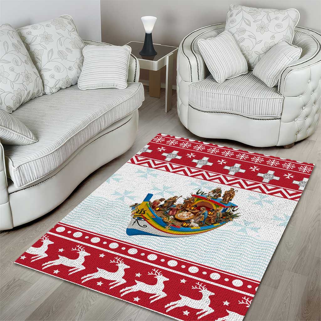 Malta Christmas Area Rug Presepju Nativity Scene on Luzzu Boat - Wonder Print Shop