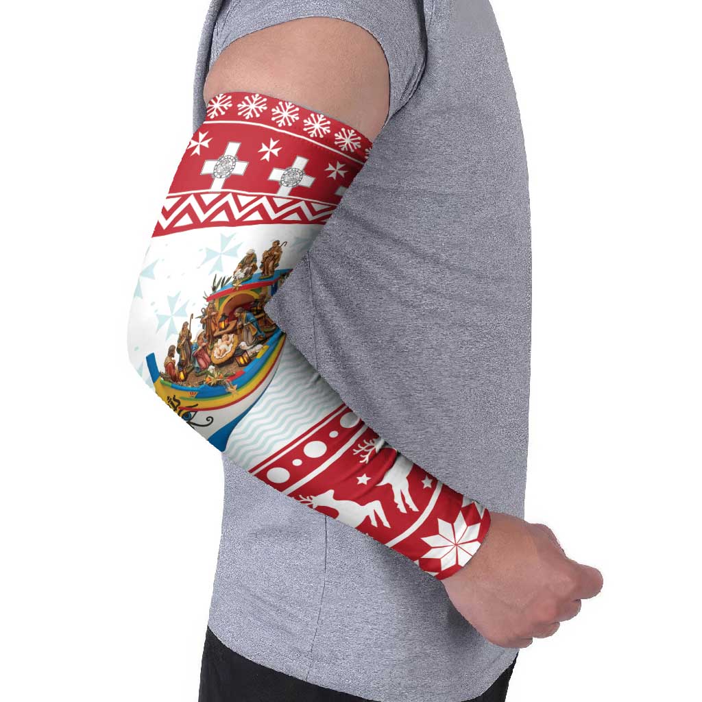 Malta Christmas Arm Sleeves Presepju Nativity Scene on Luzzu Boat - Wonder Print Shop