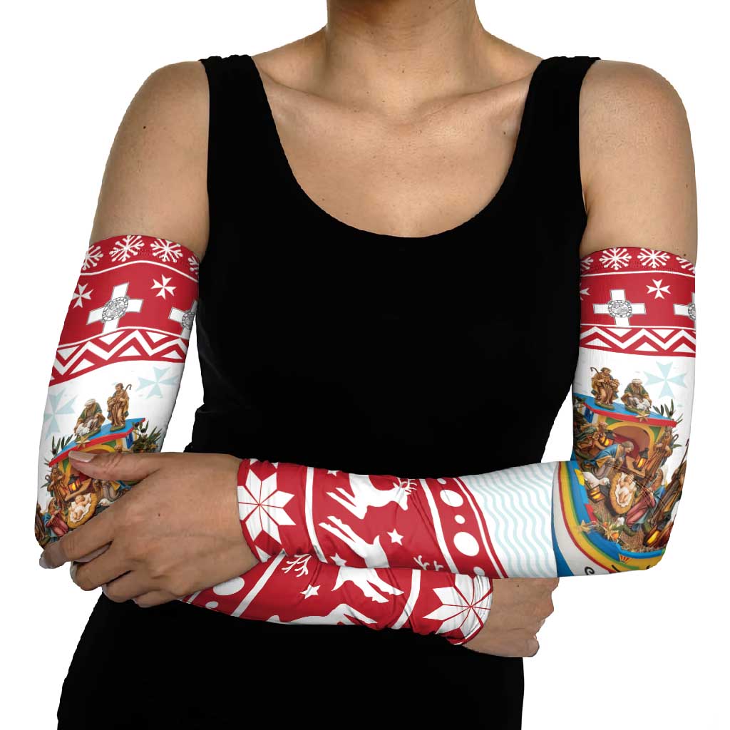 Malta Christmas Arm Sleeves Presepju Nativity Scene on Luzzu Boat - Wonder Print Shop