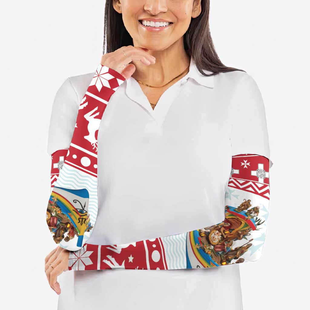 Malta Christmas Arm Sleeves Presepju Nativity Scene on Luzzu Boat - Wonder Print Shop