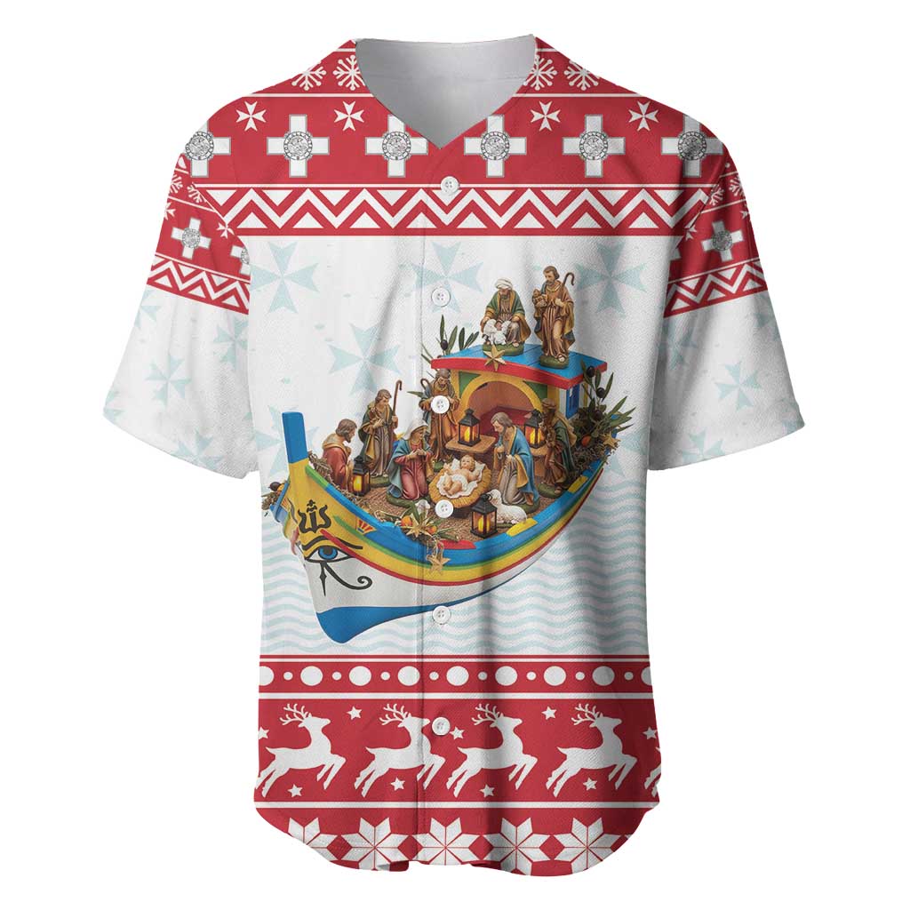 Malta Christmas Baseball Jersey Presepju Nativity Scene on Luzzu Boat - Wonder Print Shop