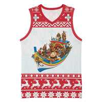 Malta Christmas Basketball Jersey Presepju Nativity Scene on Luzzu Boat - Wonder Print Shop