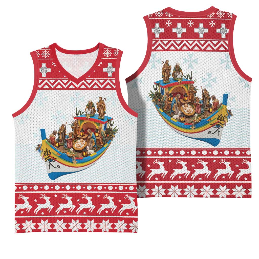 Malta Christmas Basketball Jersey Presepju Nativity Scene on Luzzu Boat - Wonder Print Shop