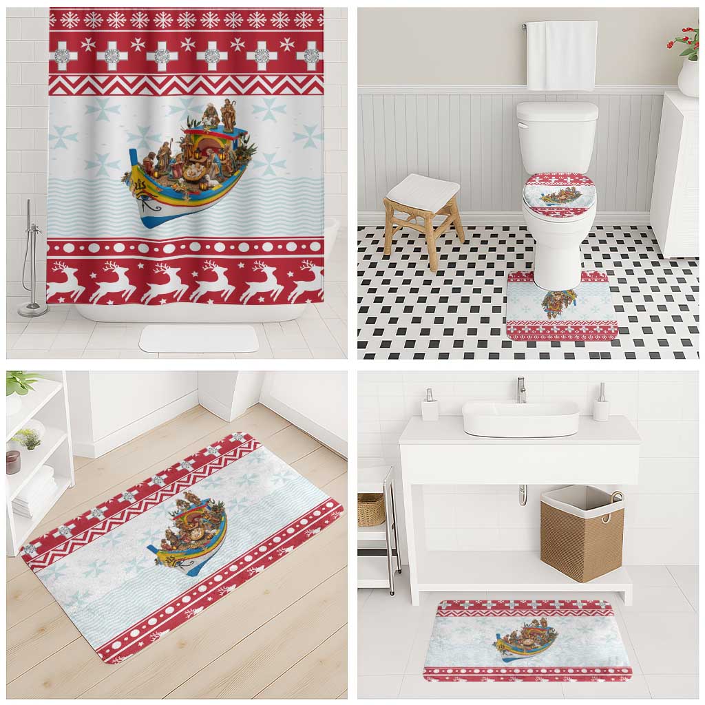 Malta Christmas Bathroom Set Presepju Nativity Scene on Luzzu Boat - Wonder Print Shop