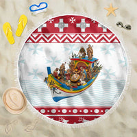 Malta Christmas Beach Blanket Presepju Nativity Scene on Luzzu Boat - Wonder Print Shop