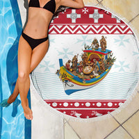Malta Christmas Beach Blanket Presepju Nativity Scene on Luzzu Boat - Wonder Print Shop