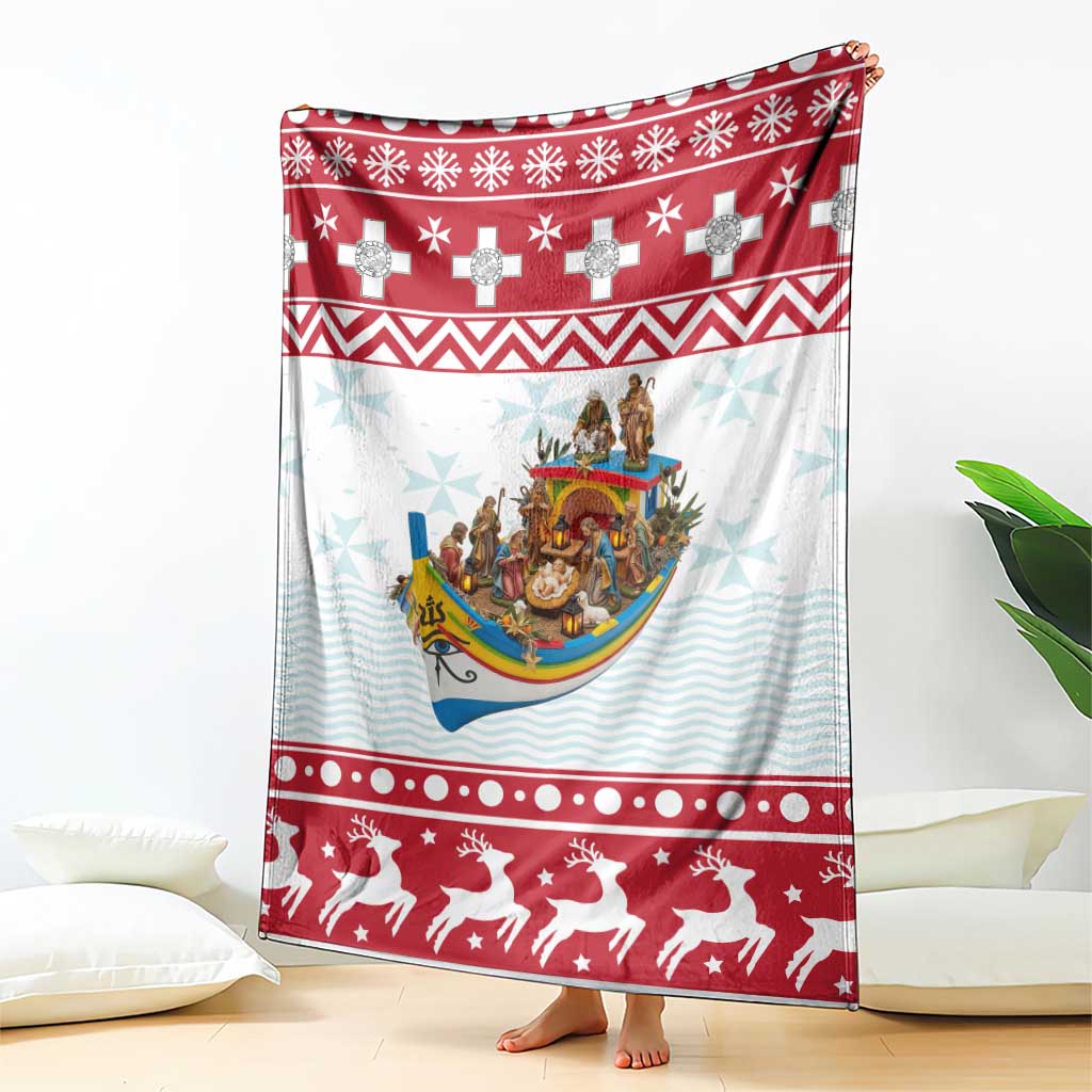 Malta Christmas Blanket Presepju Nativity Scene on Luzzu Boat - Wonder Print Shop