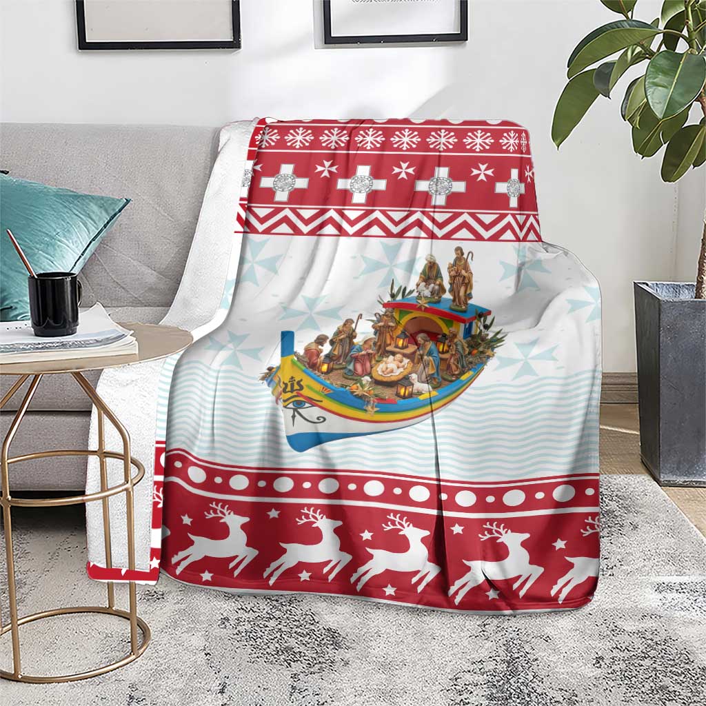 Malta Christmas Blanket Presepju Nativity Scene on Luzzu Boat - Wonder Print Shop