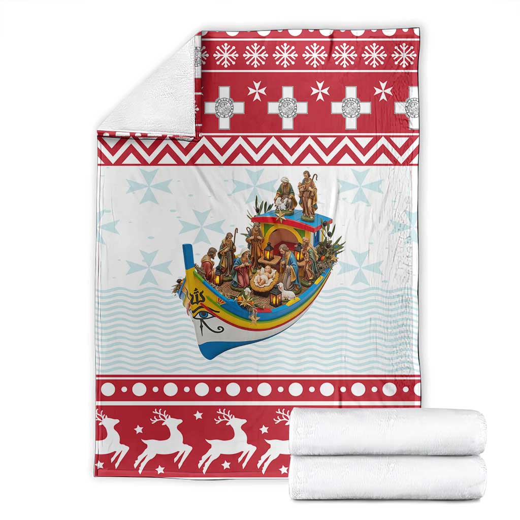 Malta Christmas Blanket Presepju Nativity Scene on Luzzu Boat - Wonder Print Shop