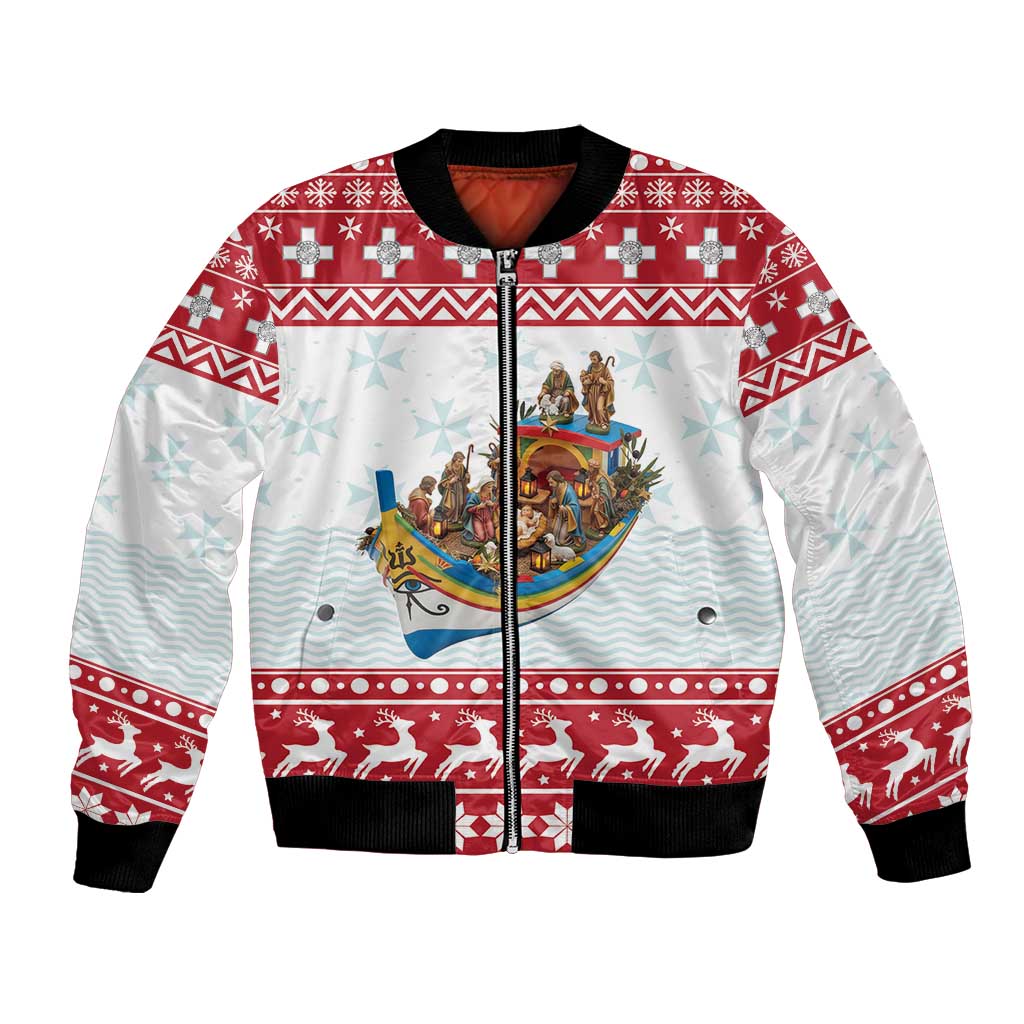 Malta Christmas Bomber Jacket Presepju Nativity Scene on Luzzu Boat - Wonder Print Shop