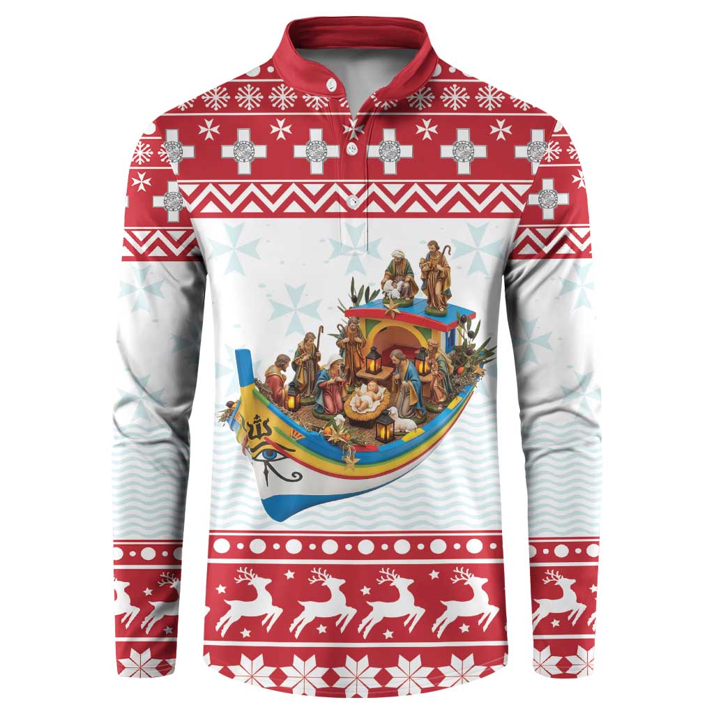 Malta Christmas Button Sweatshirt Presepju Nativity Scene on Luzzu Boat - Wonder Print Shop